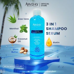 awday 3in1 shampoo 250ml serum hair treatment bpom